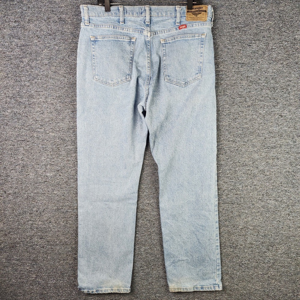 Wrangler Mens Straight Leg Regular Fit Blue Light Wash Jean Size 36X30 - Picture 3 of 10
